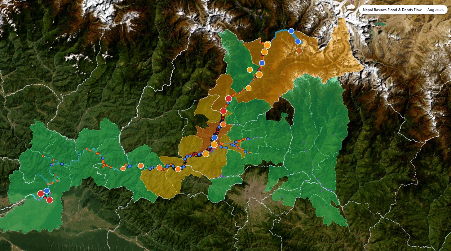 被災回廊の地図に、位置情報付きの報告地点を重ねた画面